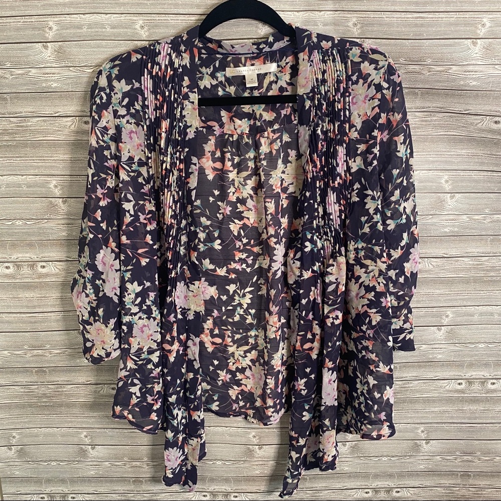 🐝 Lauren Conrad LC Navy Floral Kimono 3/4 Sleeve